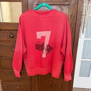 We the free Red Graphic Sweatshirt with Number 7
With pockets
